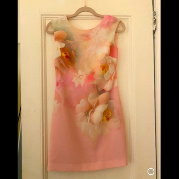 Ted Baker short pink dress with white flowers. Size 0 (fits like a US size 2) - Picture 2 of 3